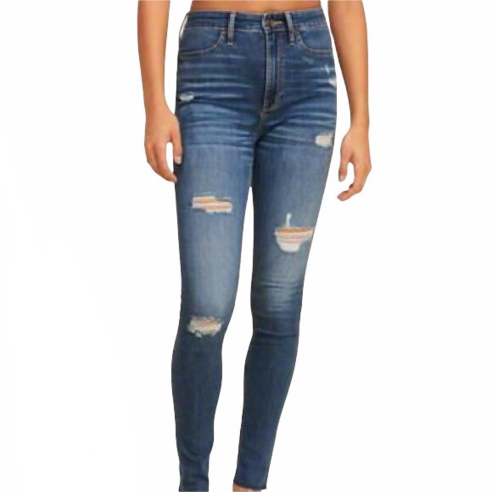 Hollister High Rise Super Skinny Distressed Jeans Sz 26x28